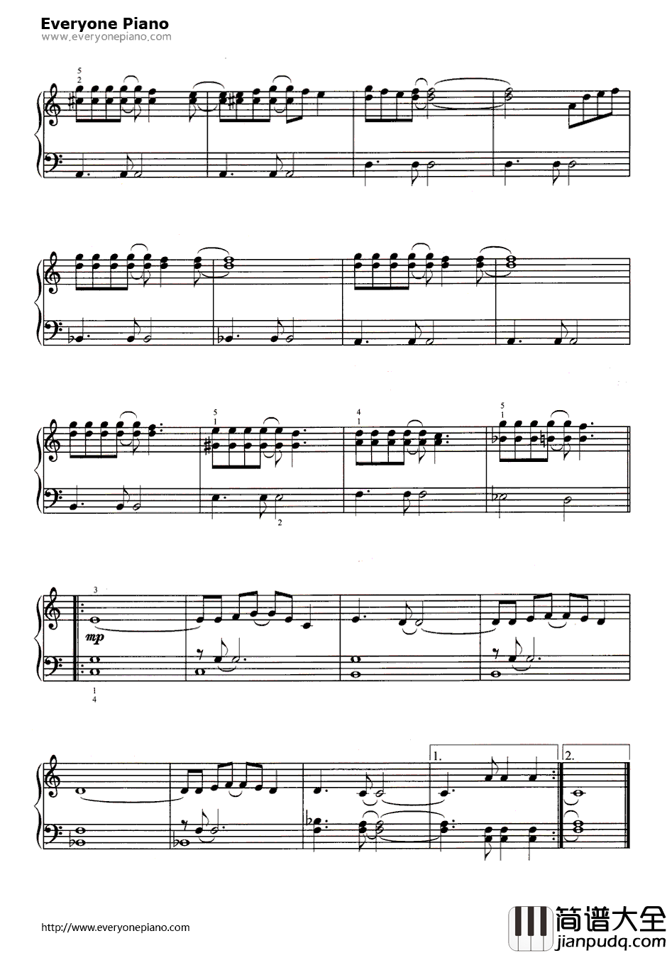 给男孩的歌钢琴谱_艾尔顿·约翰