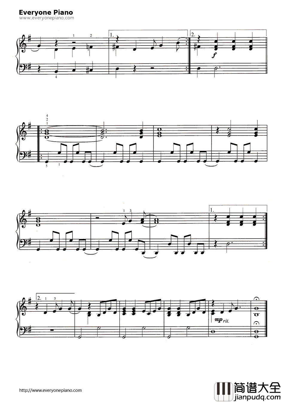 快乐日子钢琴谱