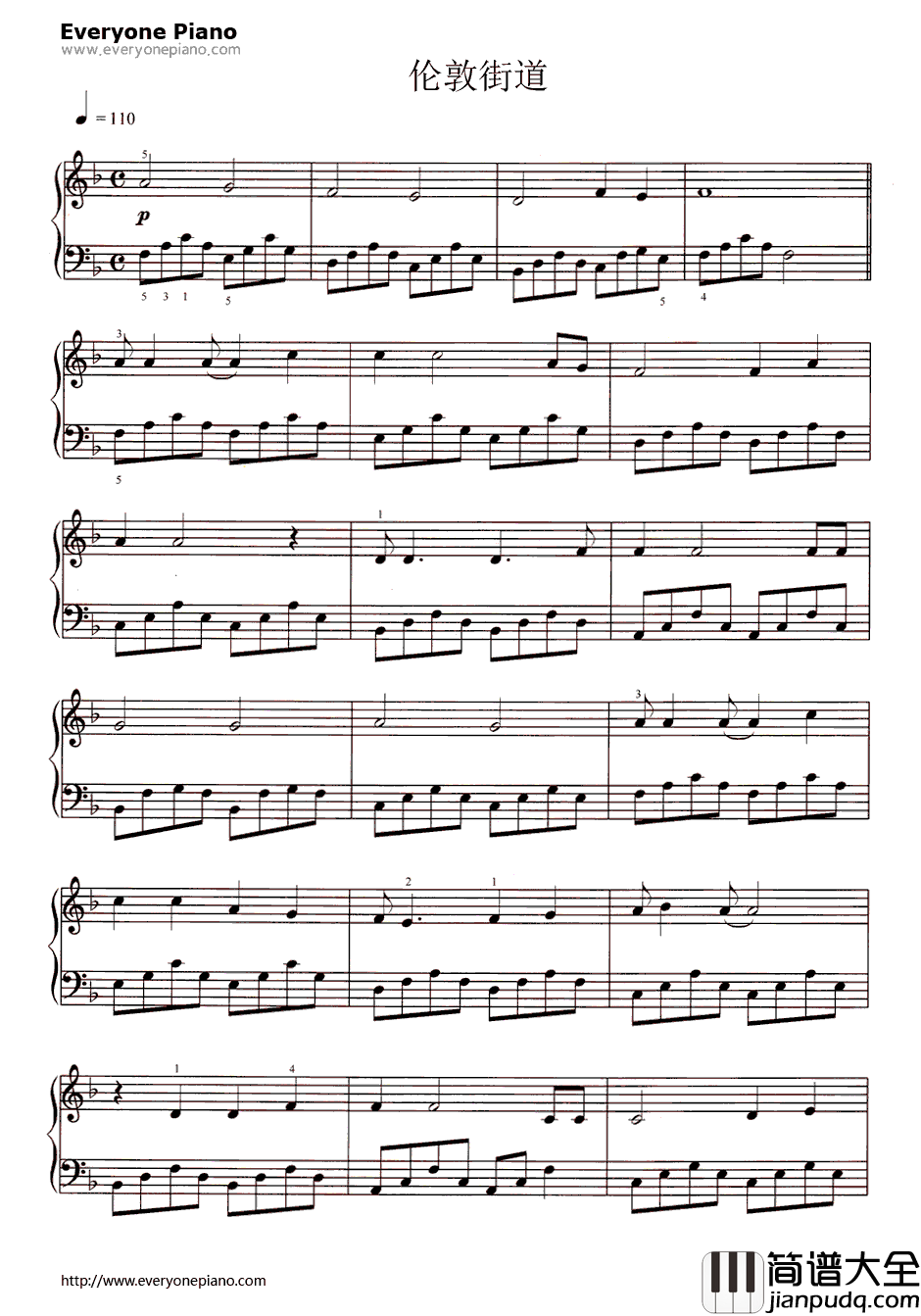 伦敦街道钢琴谱_Ralph_McTell