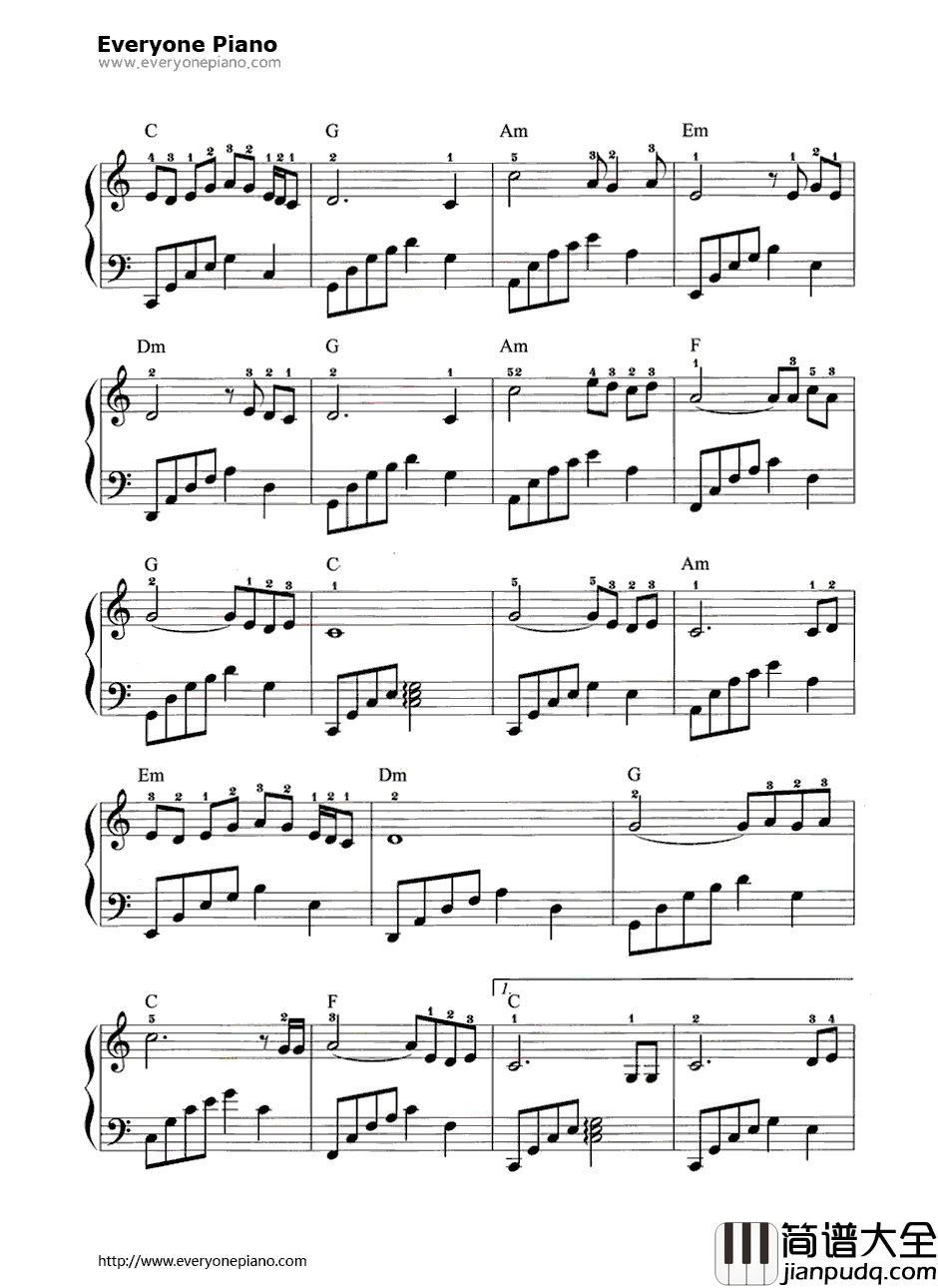 星钢琴谱_邓丽君