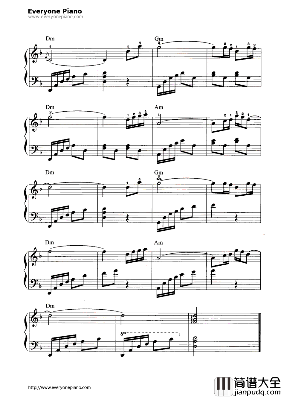 天堂钢琴谱_腾格尔