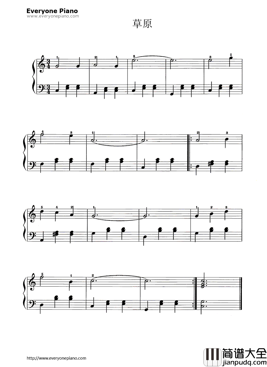 草原钢琴谱_童安格