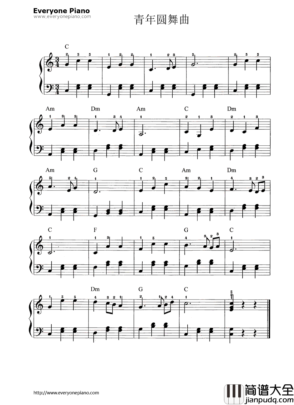 青年圆舞曲钢琴谱_杜鸣心