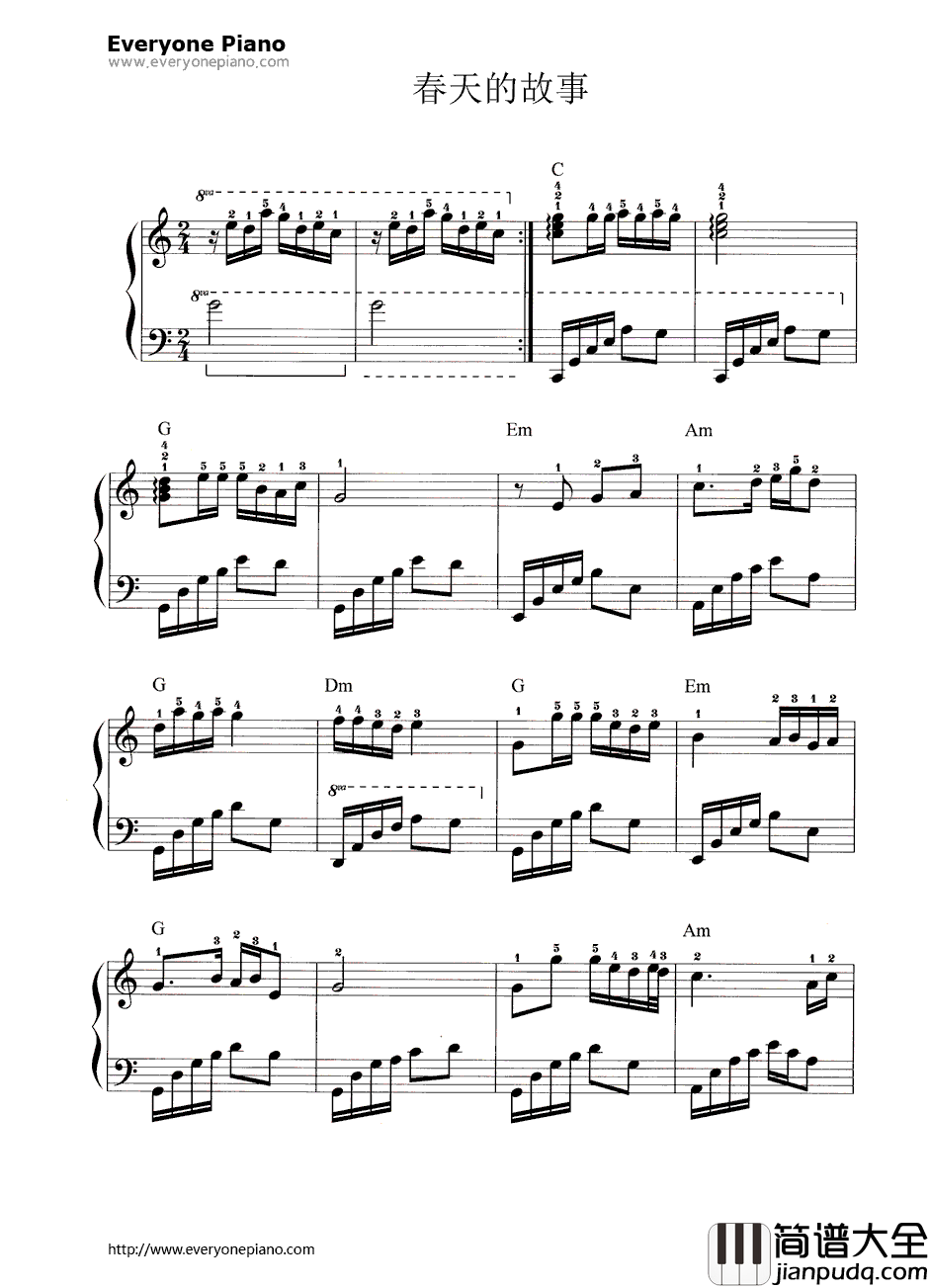 春天的故事钢琴谱__董文华