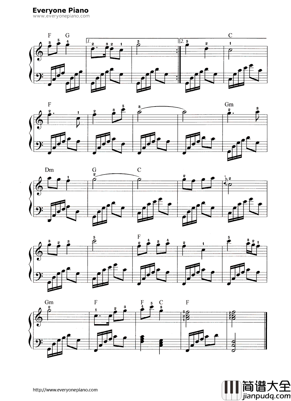 军民团结一家亲钢琴谱_龚玥