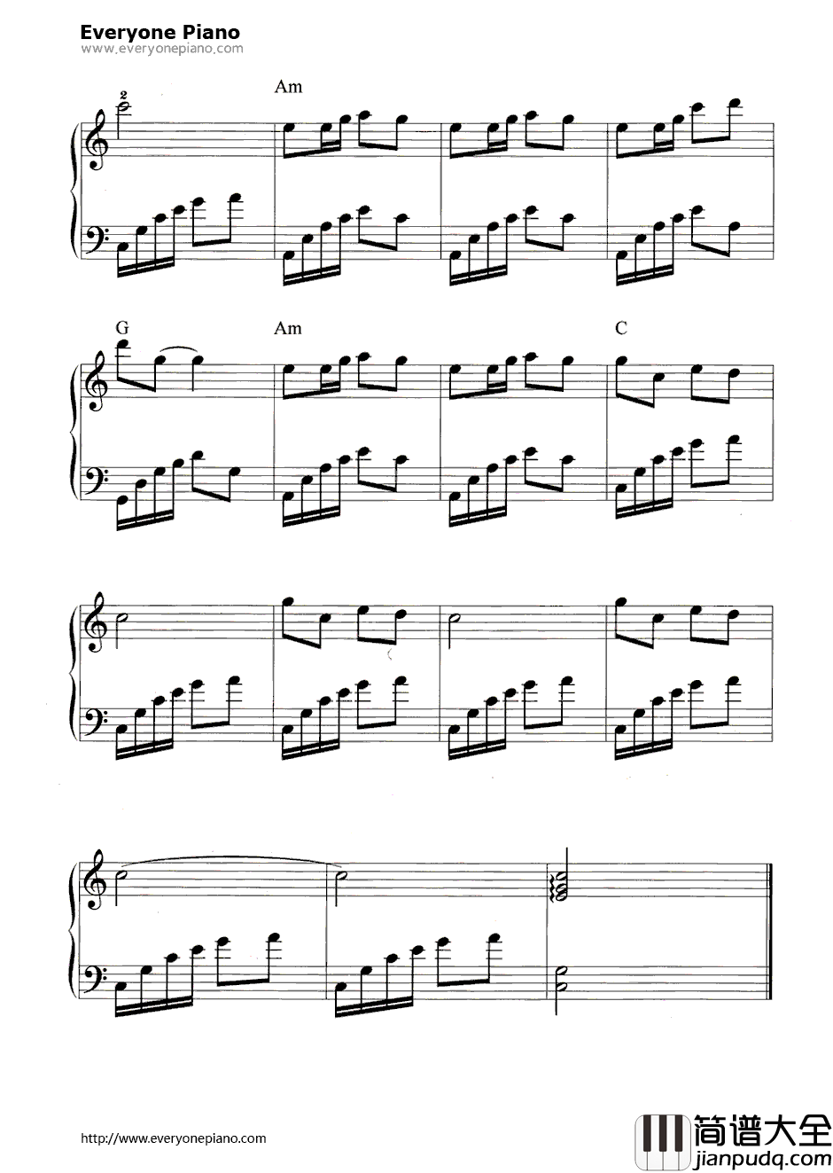 泉水叮咚响钢琴谱_李谷一