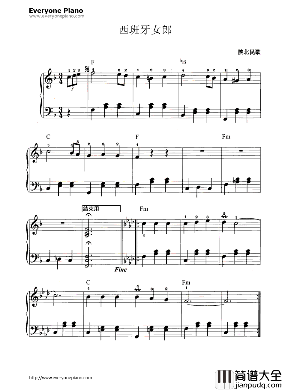 西班牙女郎钢琴谱_文谦磋·狄·基亚拉
