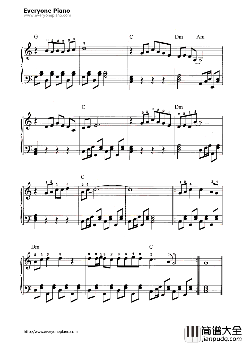 前生有缘钢琴谱_邓丽君