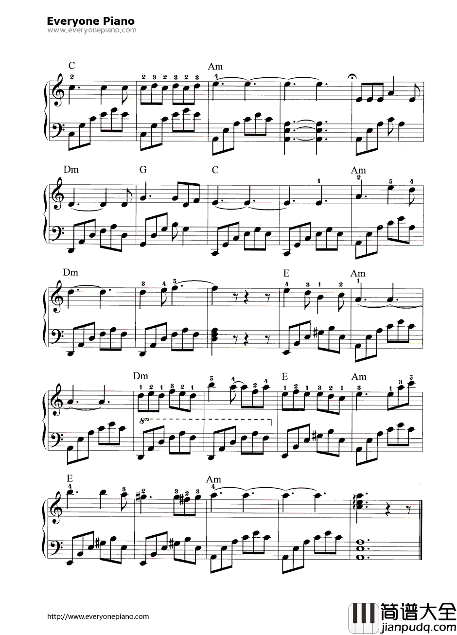 情人的关怀钢琴谱_邓丽君