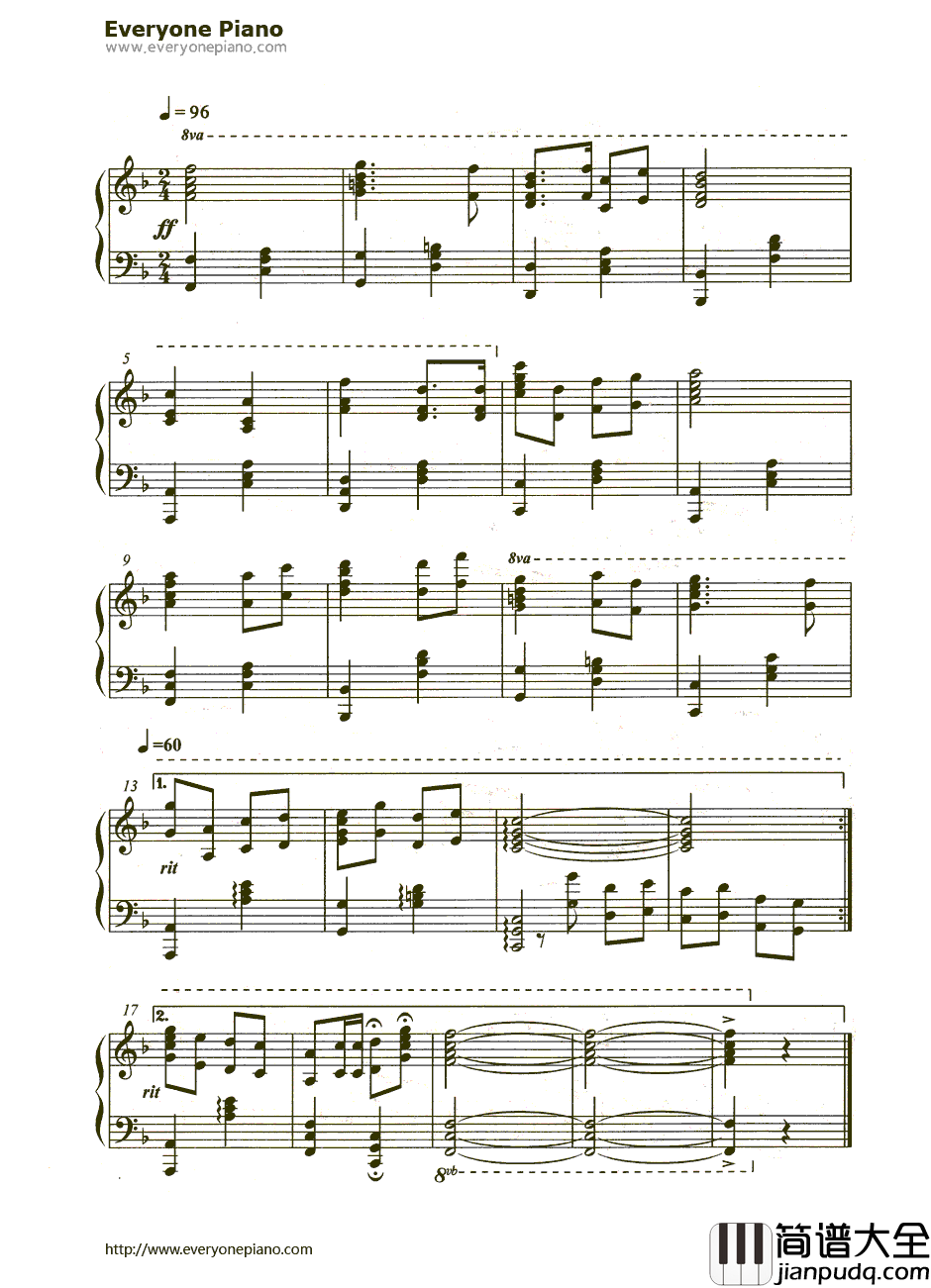 我的祖国钢琴谱_郭兰英__上甘岭_主题曲