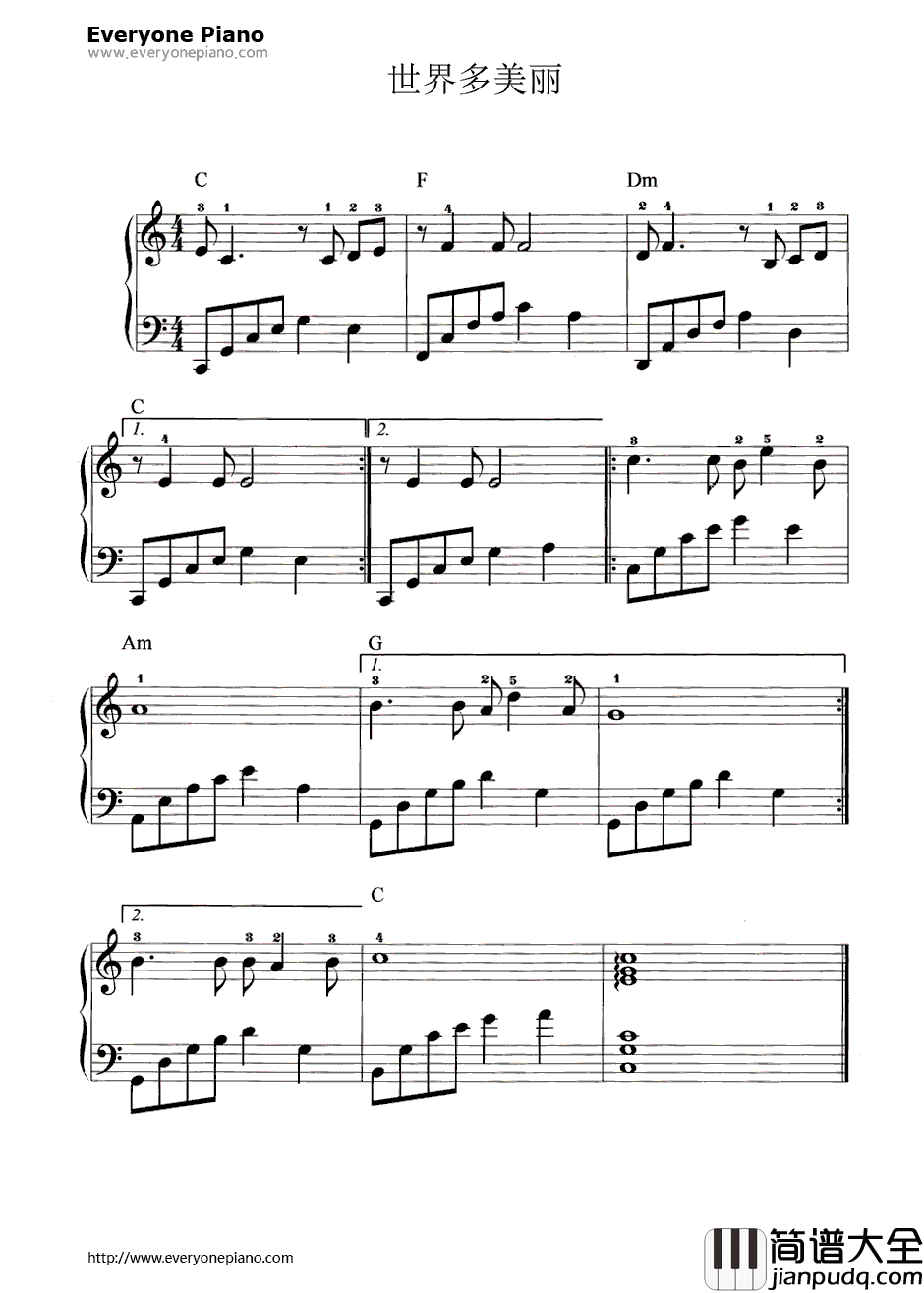 世界多美丽钢琴谱_邓丽君