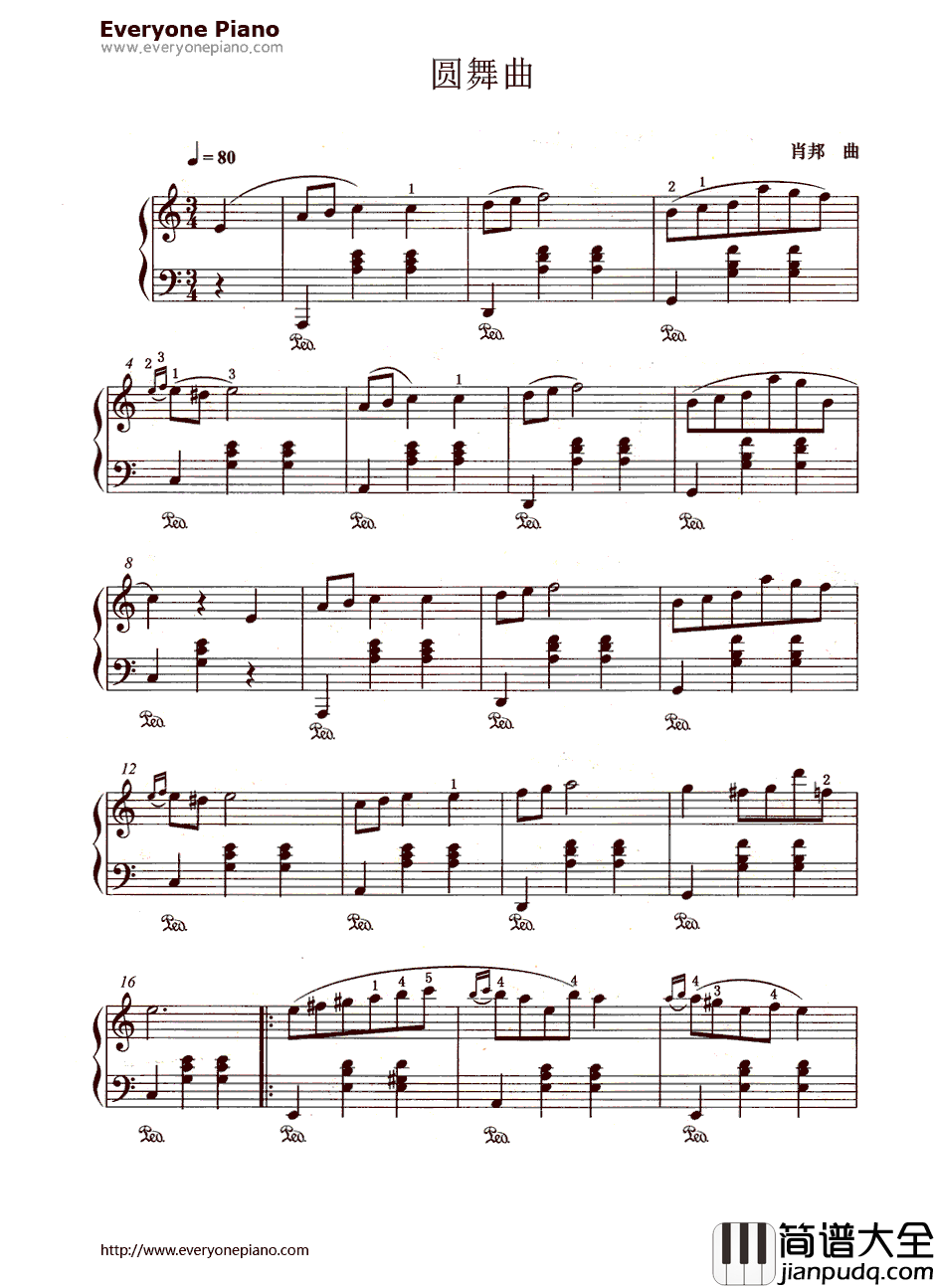 圆舞曲（Waltz）钢琴谱_肖邦