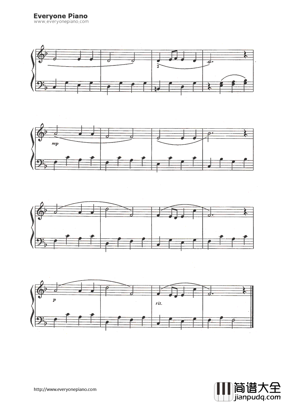 舒伯特进行曲（超级简单版）钢琴谱_舒伯特