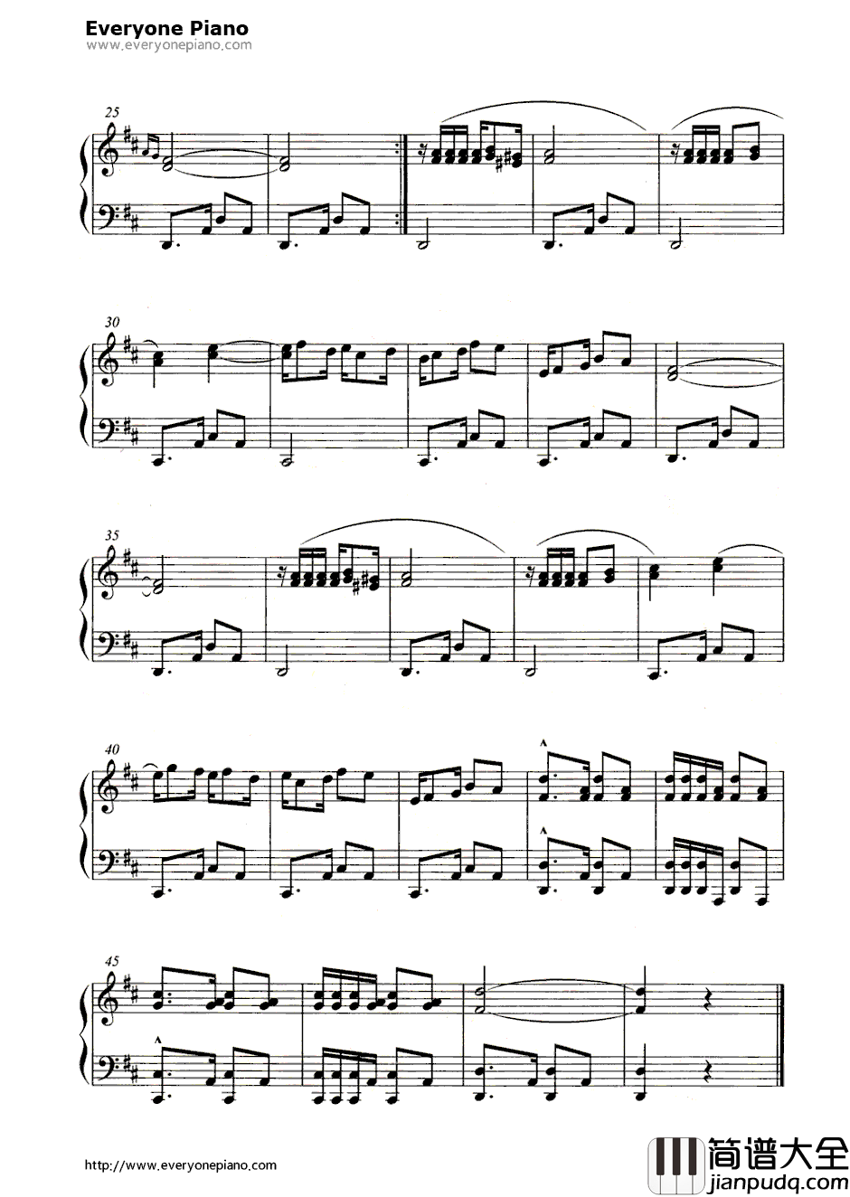 鸽子五线谱、简谱对应版钢琴谱_依拉蒂尔
