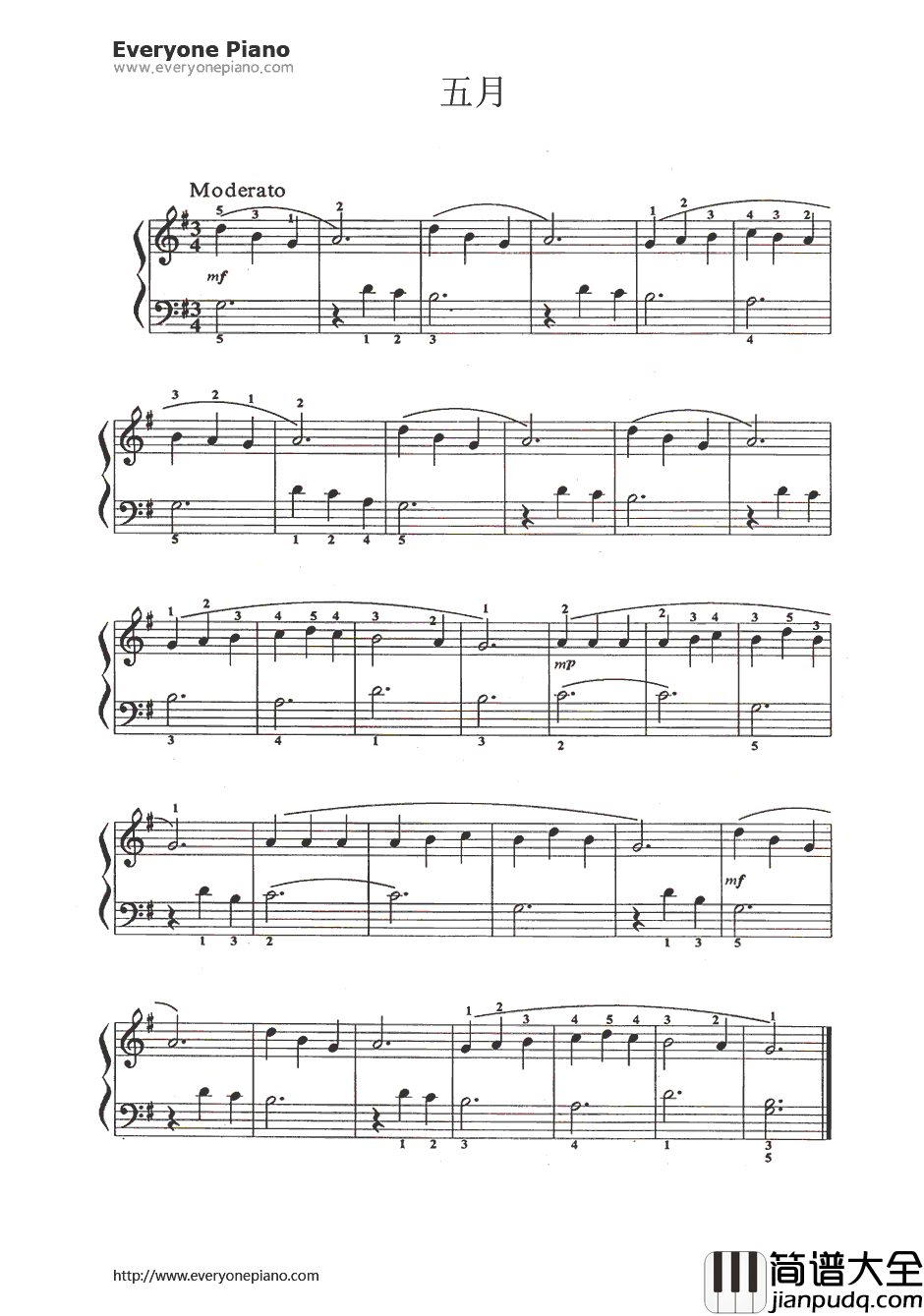 五月(May)钢琴谱_贝尔