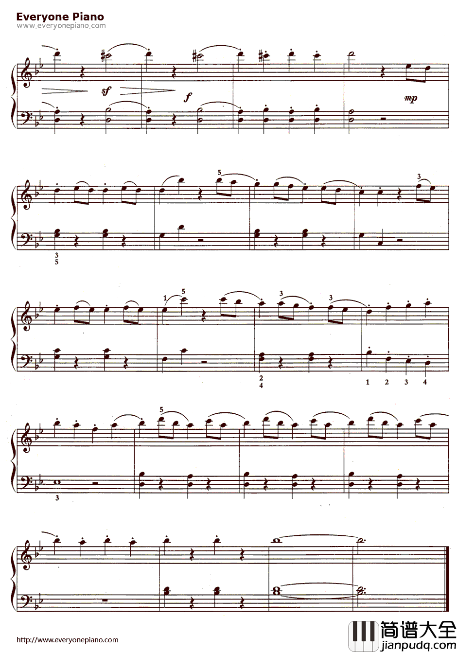 g小调第四十交响曲钢琴谱_莫扎特_超级简化版