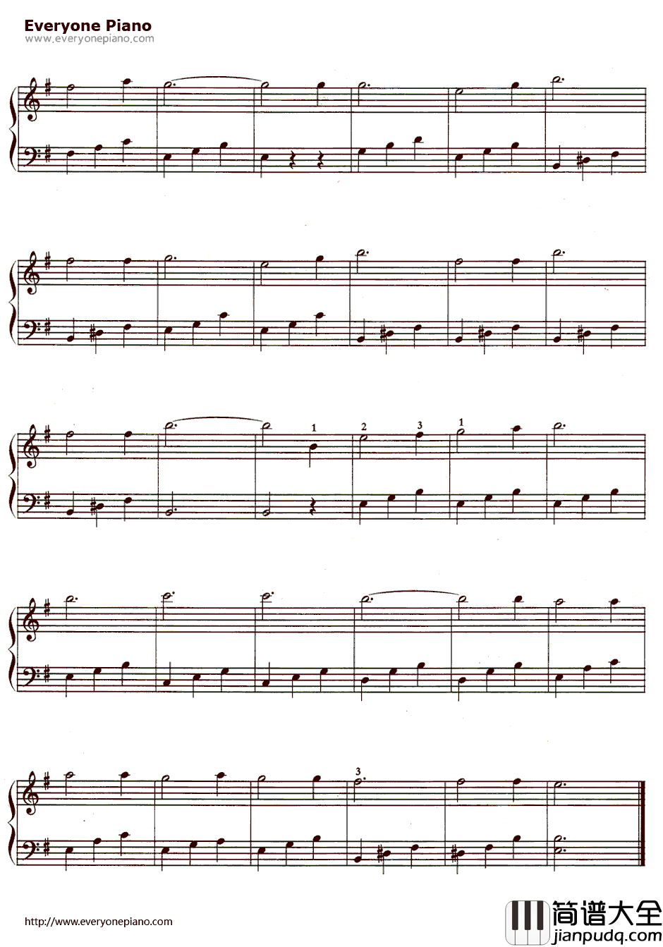 捷克第二国歌：伏尔塔瓦河钢琴谱_斯美塔那