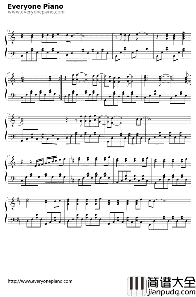 大大世界钢琴谱_Emilia_Rydberg