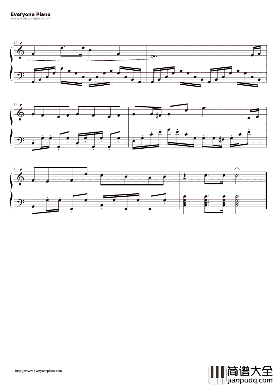 蓝精灵之歌（动画_蓝精灵_主题曲）钢琴谱_郑秋枫