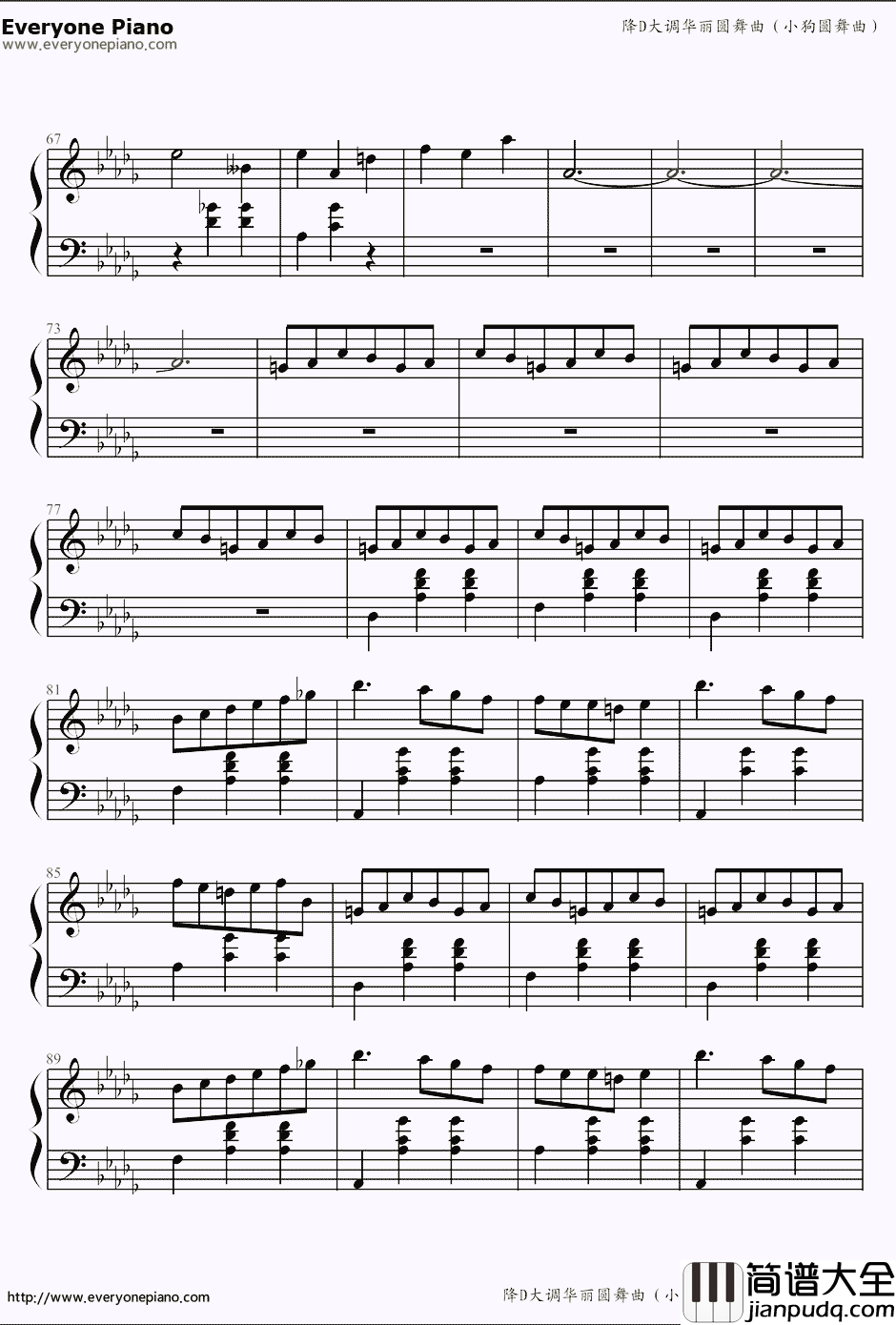 小狗圆舞曲钢琴谱_肖邦_降D大调圆舞曲