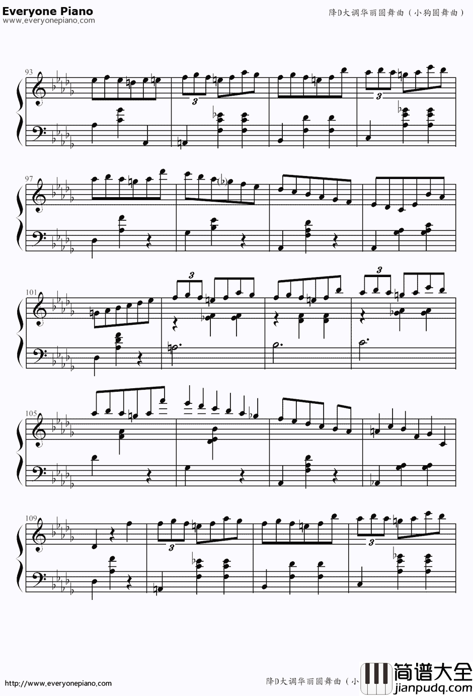 小狗圆舞曲钢琴谱_肖邦_降D大调圆舞曲
