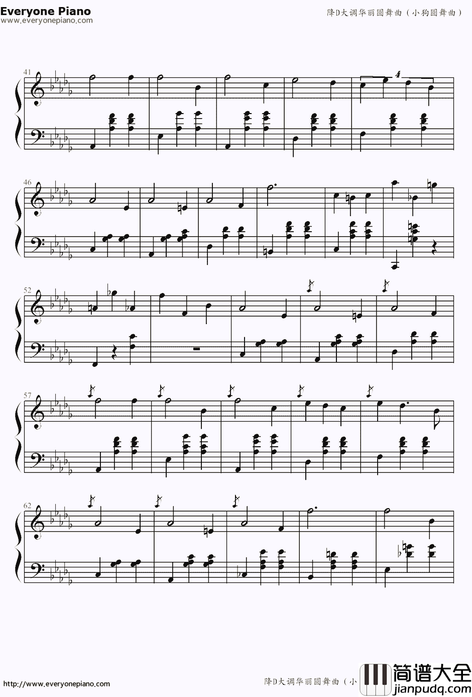 小狗圆舞曲钢琴谱_肖邦_降D大调圆舞曲