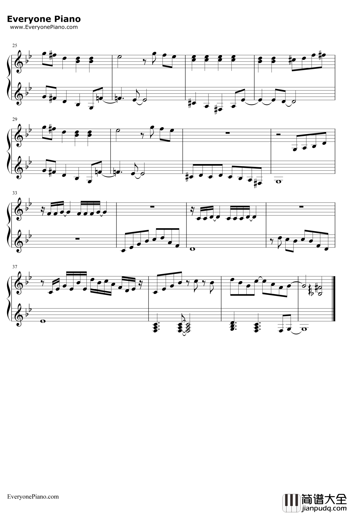 植物大战僵尸背景音乐钢琴版钢琴谱_未知_Plantsvs.Zombies