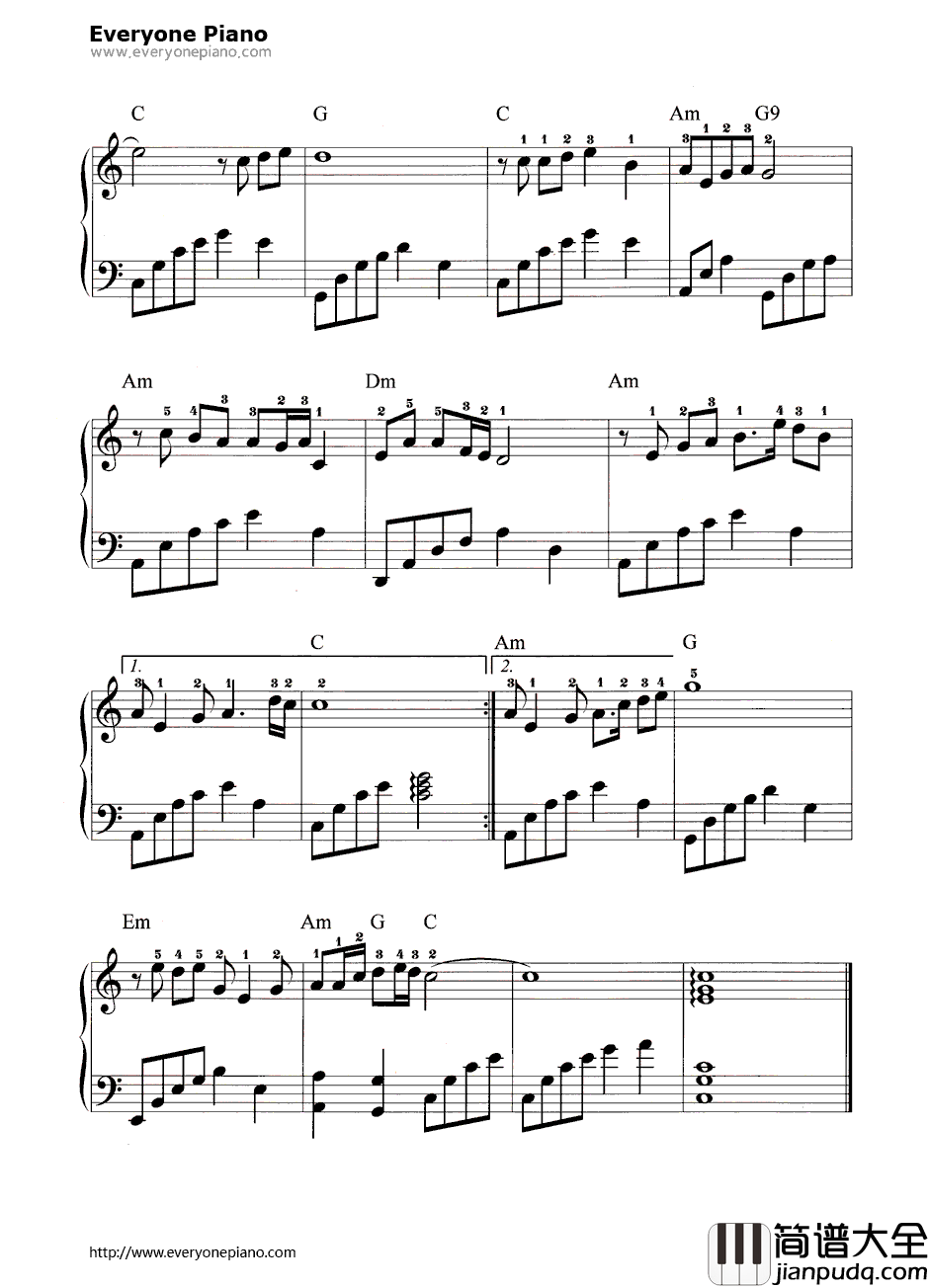 长城长钢琴谱_董文华