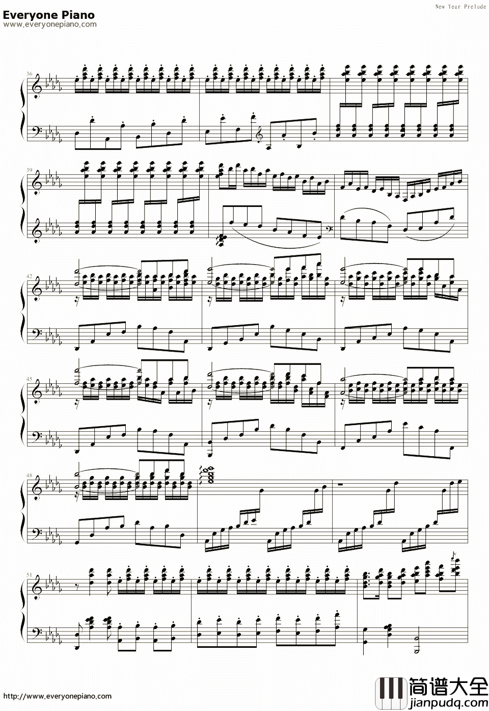新年序曲钢琴谱_钢琴叫兽_乱按流之六