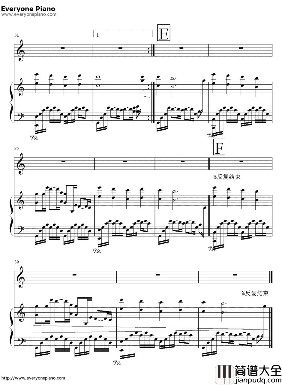 园游会钢琴谱_周杰伦_周杰伦C调简单版