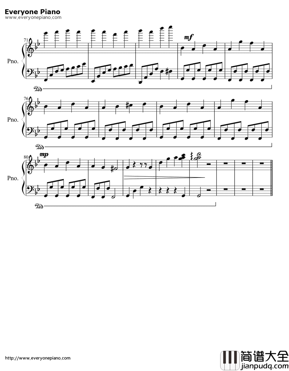 月蚀的假面钢琴谱_月守の歌