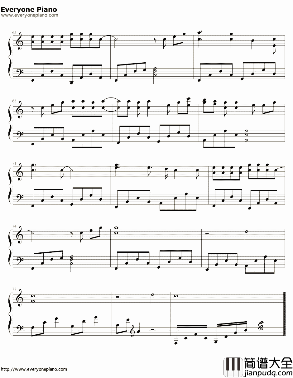 Because_You_Live钢琴谱_杰西·麦卡尼Jesse_McCartney_公主日记插曲