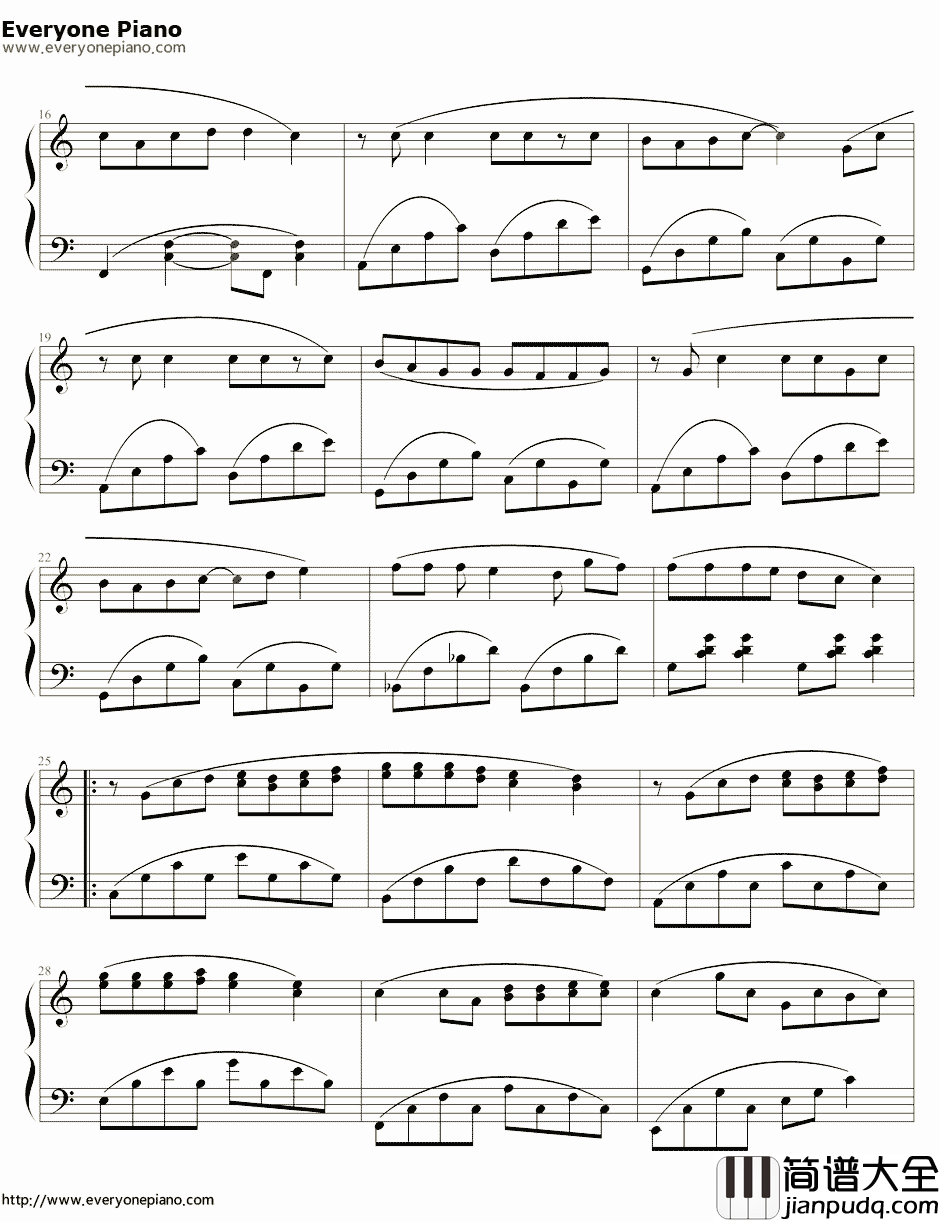 简单爱简单版钢琴谱_周杰伦