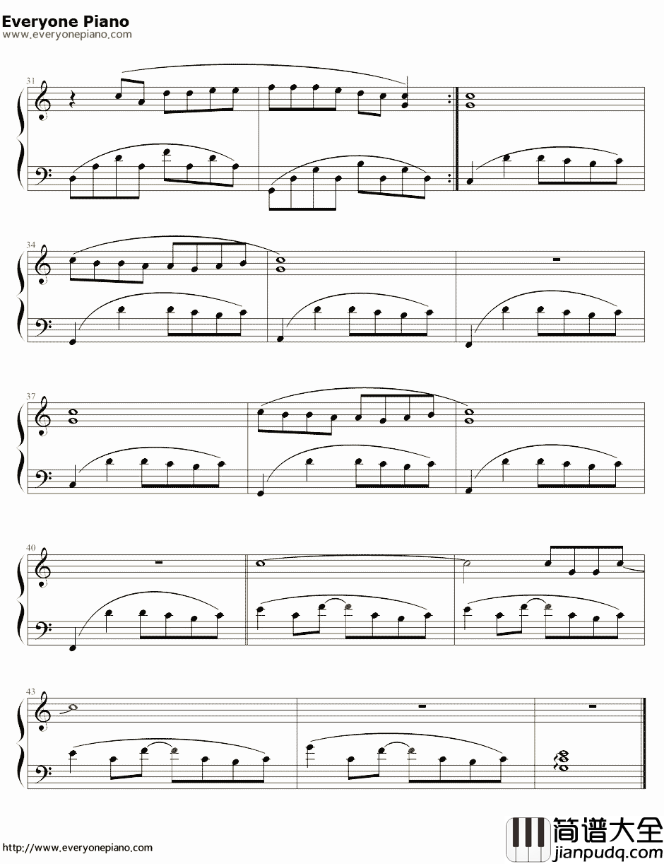 简单爱简单版钢琴谱_周杰伦