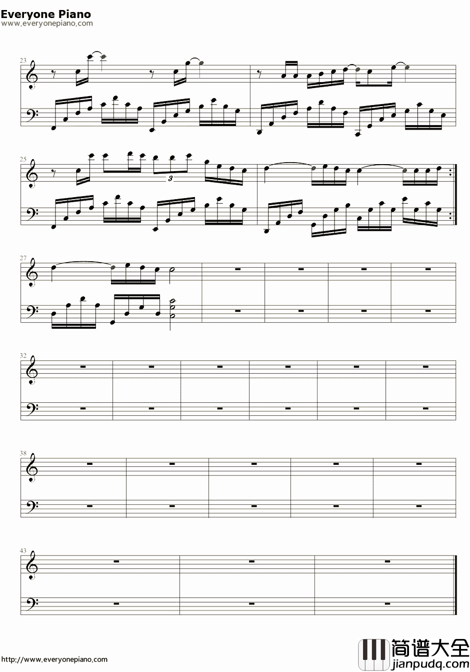 爱的代价简单版钢琴谱_张艾嘉