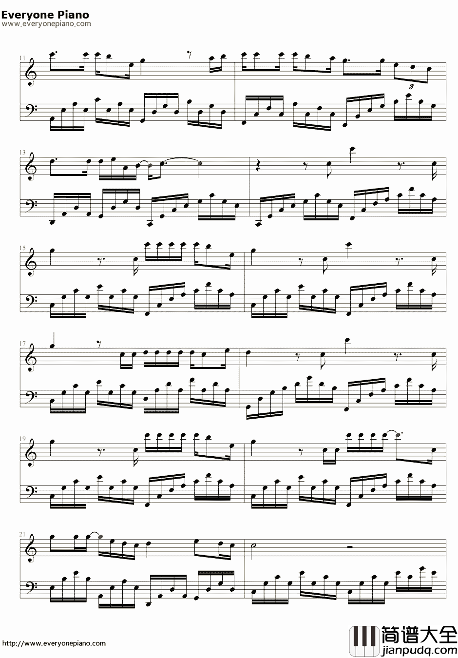 爱的代价简单版钢琴谱_张艾嘉