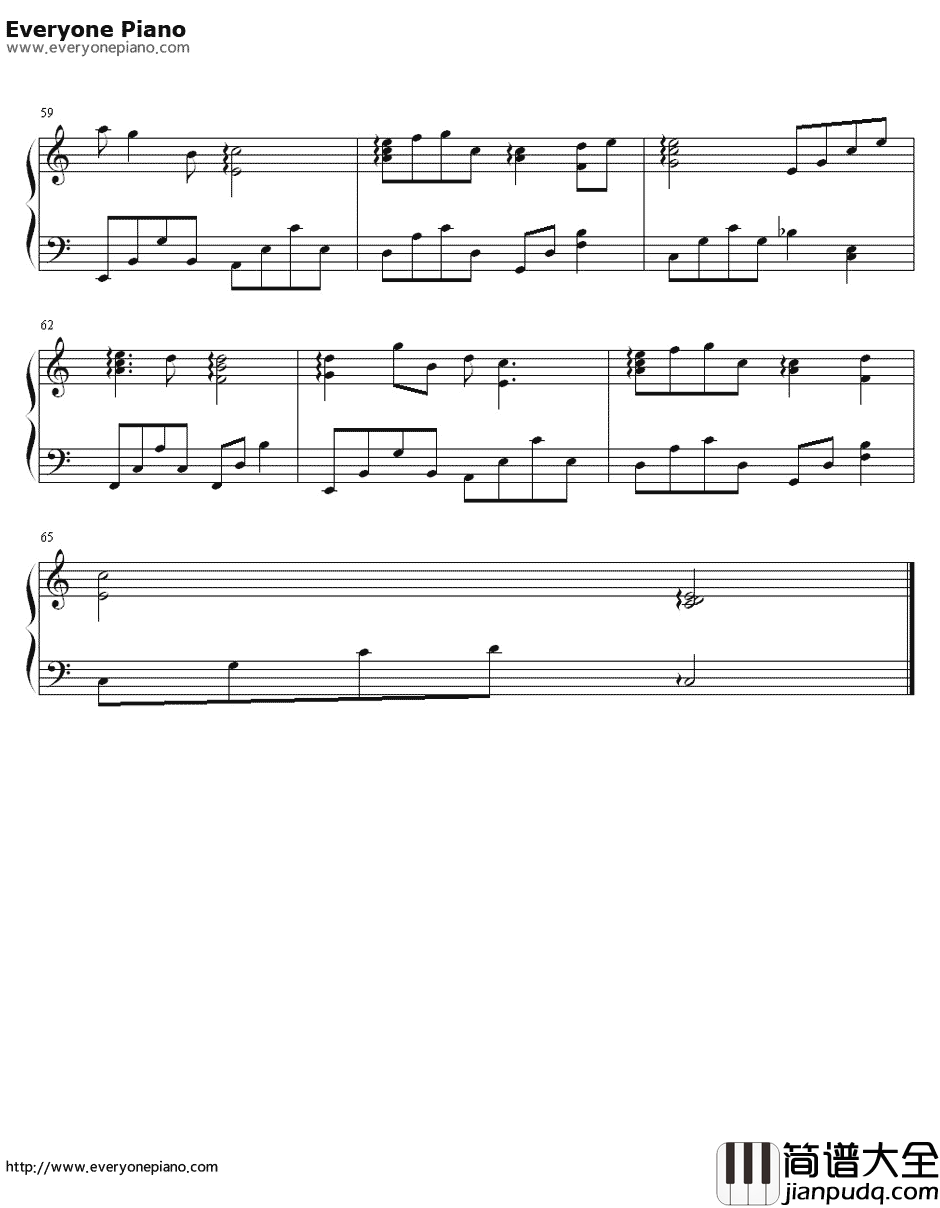 蒲公英的约定简单版钢琴谱_周杰伦