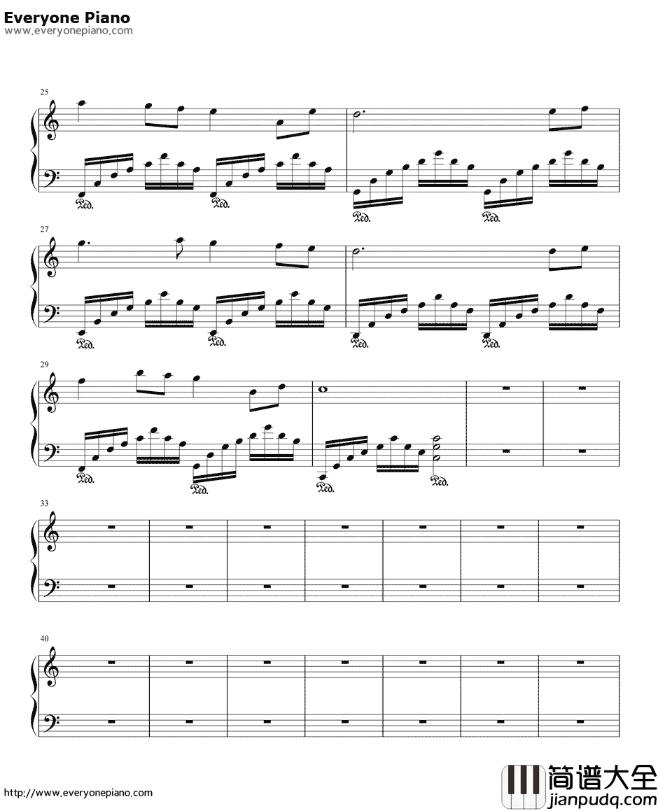 在水一方简单版钢琴谱_邓丽君