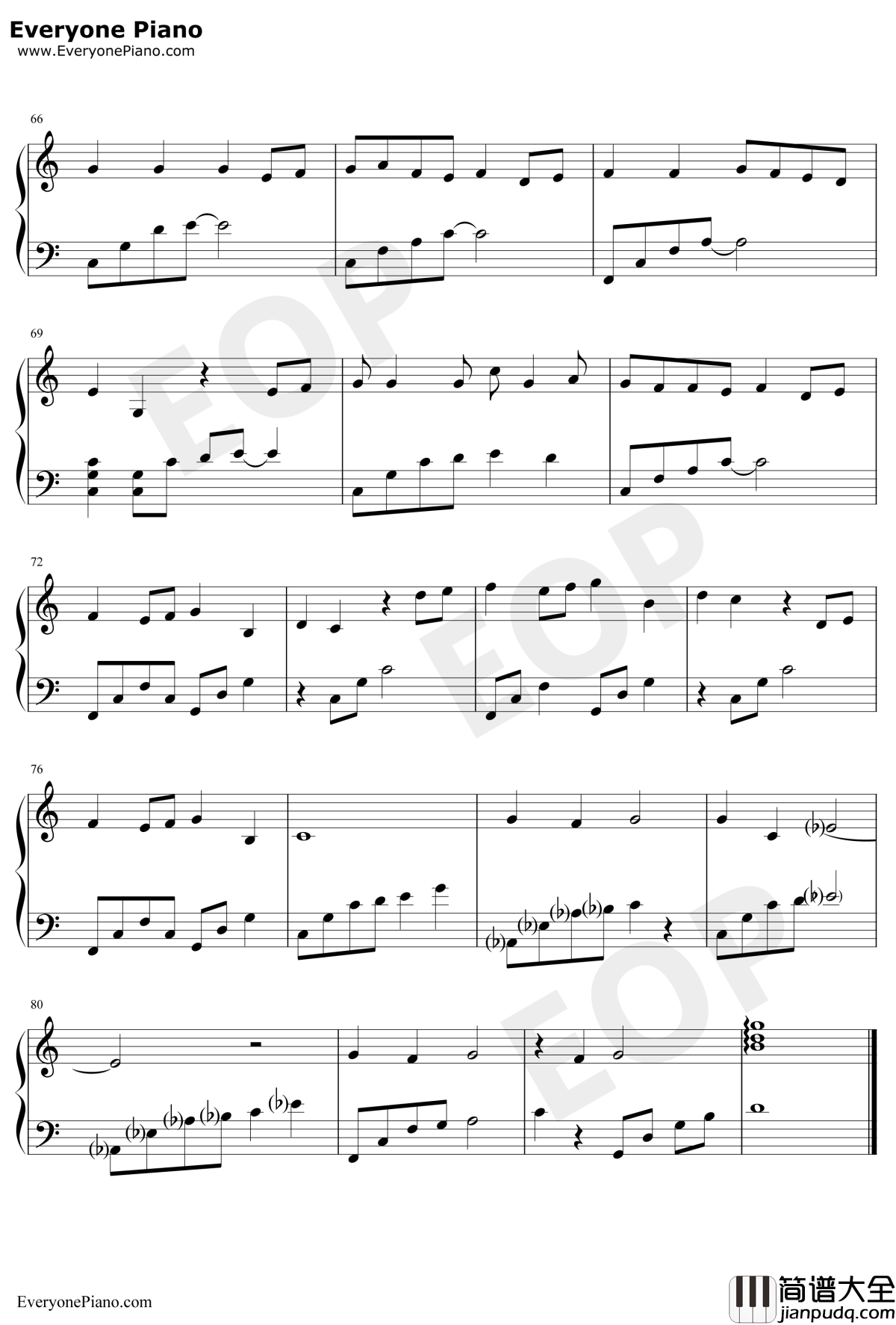 天黑黑钢琴谱_孙燕姿_简易版