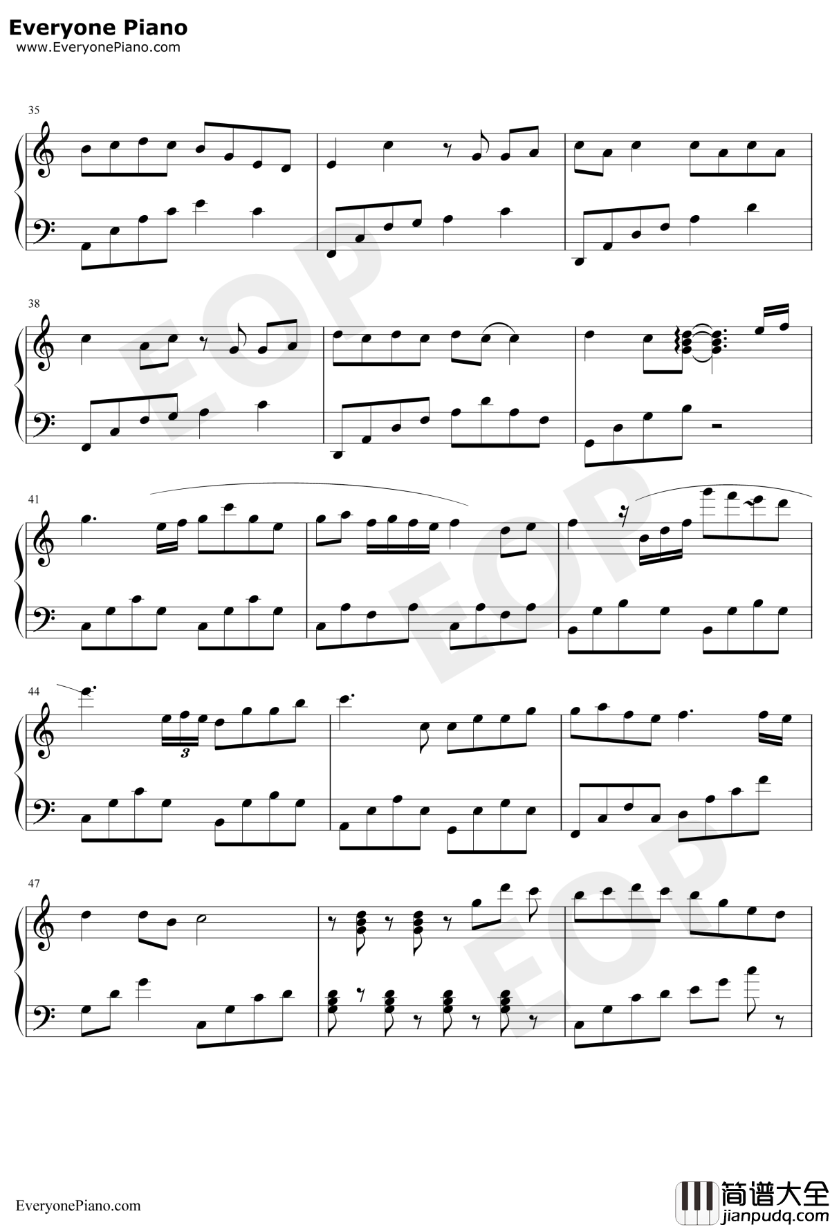 天黑黑钢琴谱_孙燕姿_简易版