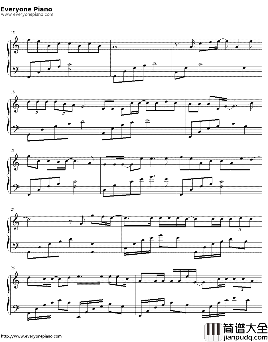 星座书上简单版钢琴谱_许嵩