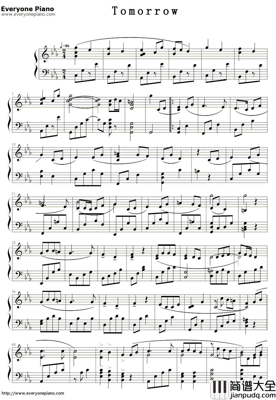 Tomorrow钢琴谱_恒松亚由美_机动战士高达00第二季插曲