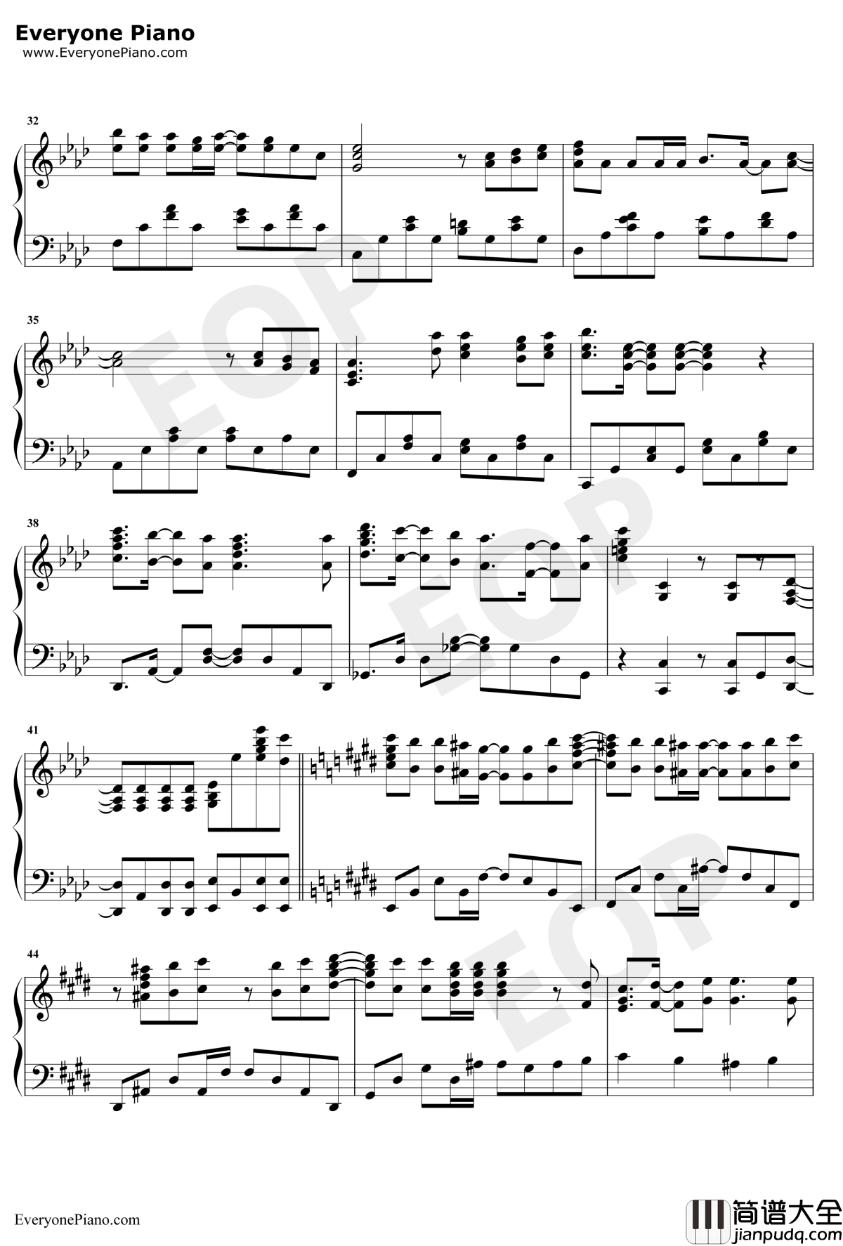 深爱钢琴谱_水树奈奈_动漫白色相簿主题曲