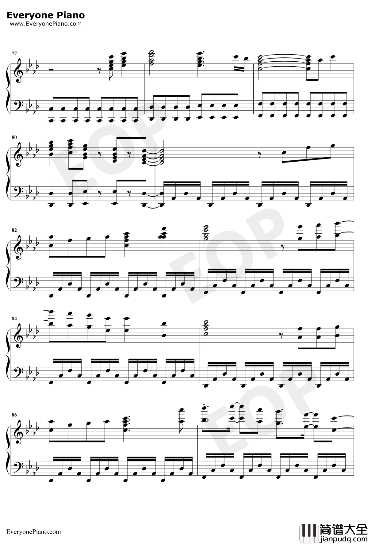 深爱钢琴谱_水树奈奈_动漫白色相簿主题曲