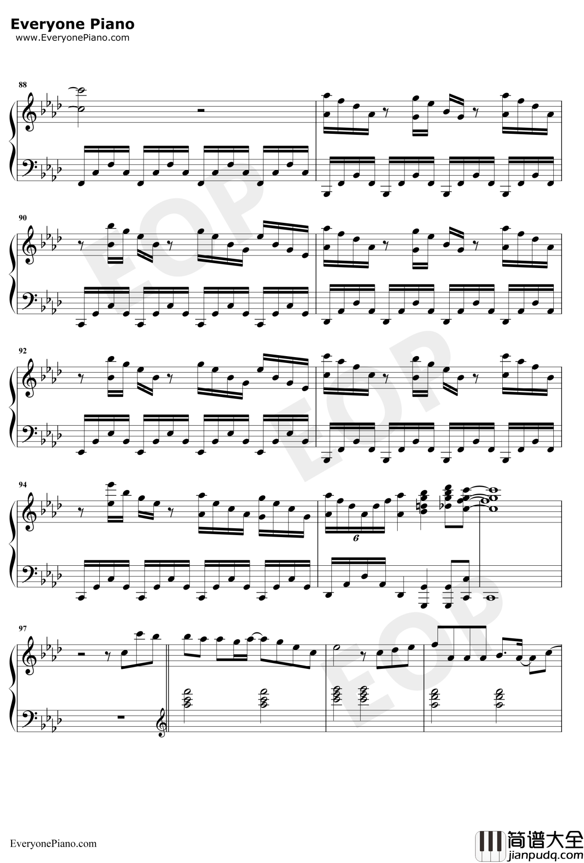 深爱钢琴谱_水树奈奈_动漫白色相簿主题曲