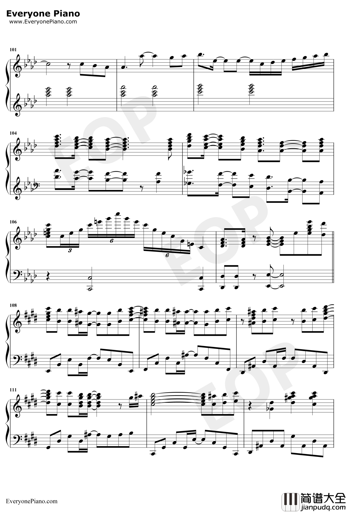 深爱钢琴谱_水树奈奈_动漫白色相簿主题曲