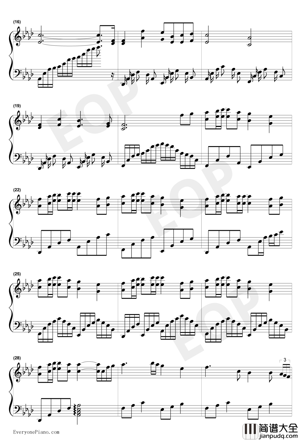 美丽的神话钢琴谱_成龙/金喜善