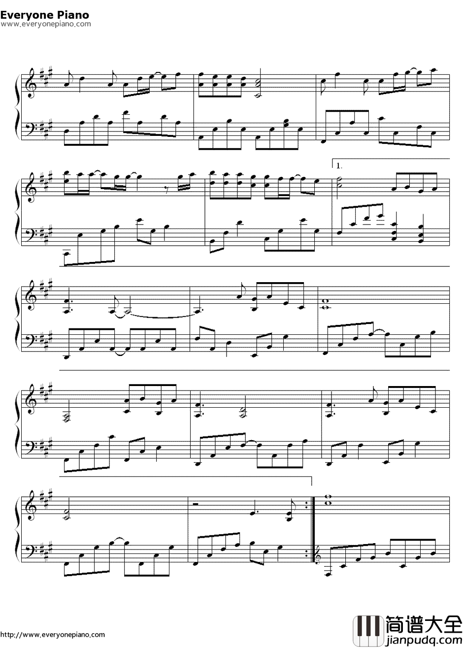 一个人的我依然会微笑钢琴谱_中岛美雪_空と君のあいだに