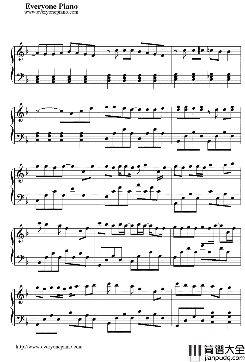 天空钢琴谱_蔡依林