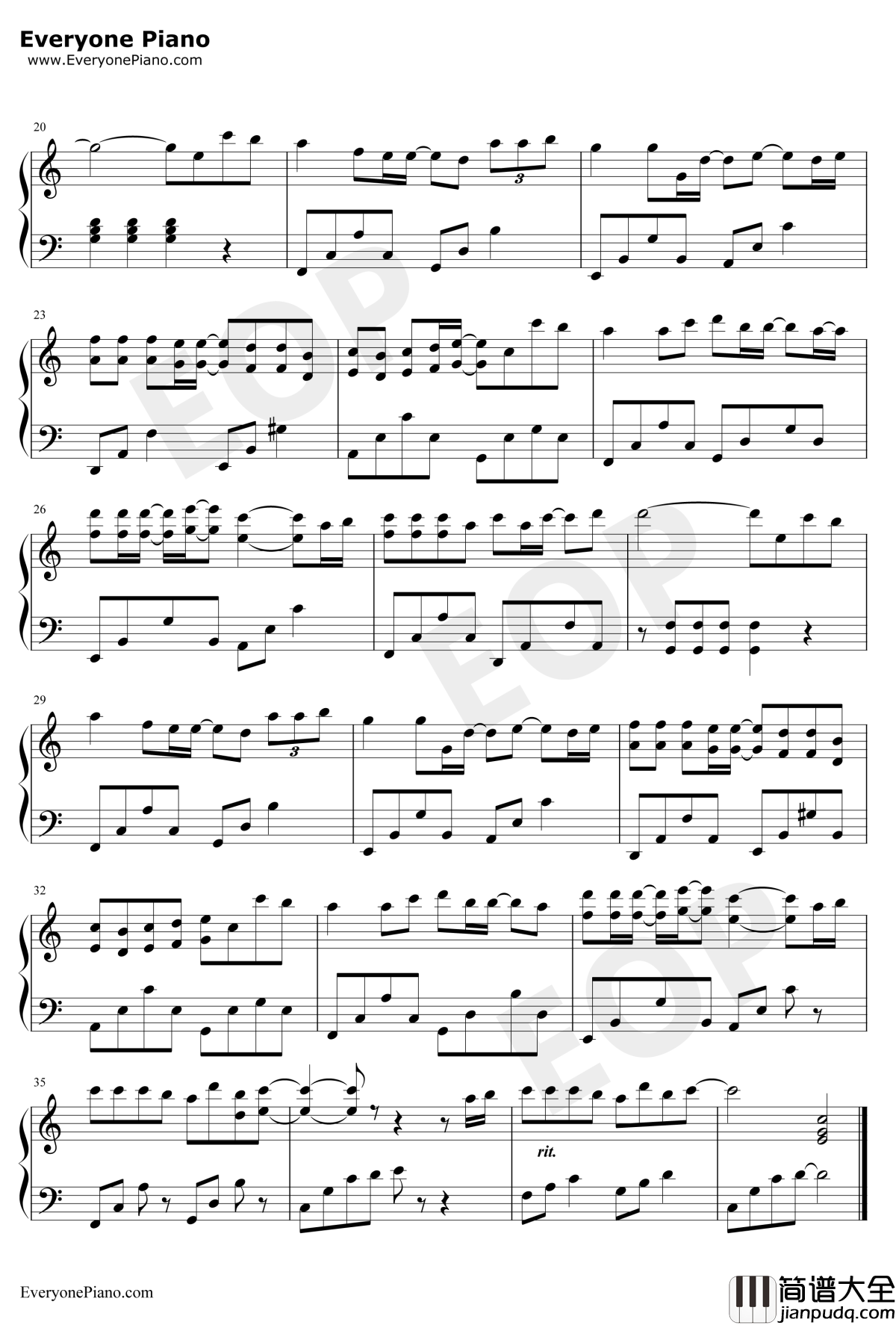 给未来的自己钢琴谱_梁静茹